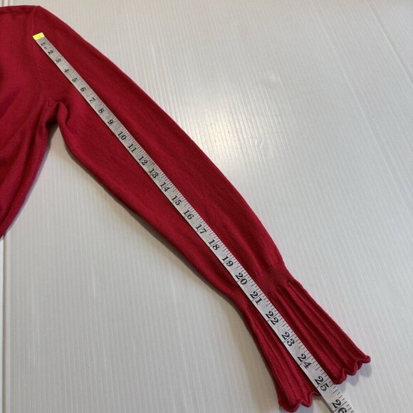 Boden Bernadette Wool Cotton Ruffle Neck Sleeves Red Sweater Size 8 - Picture 11 of 15